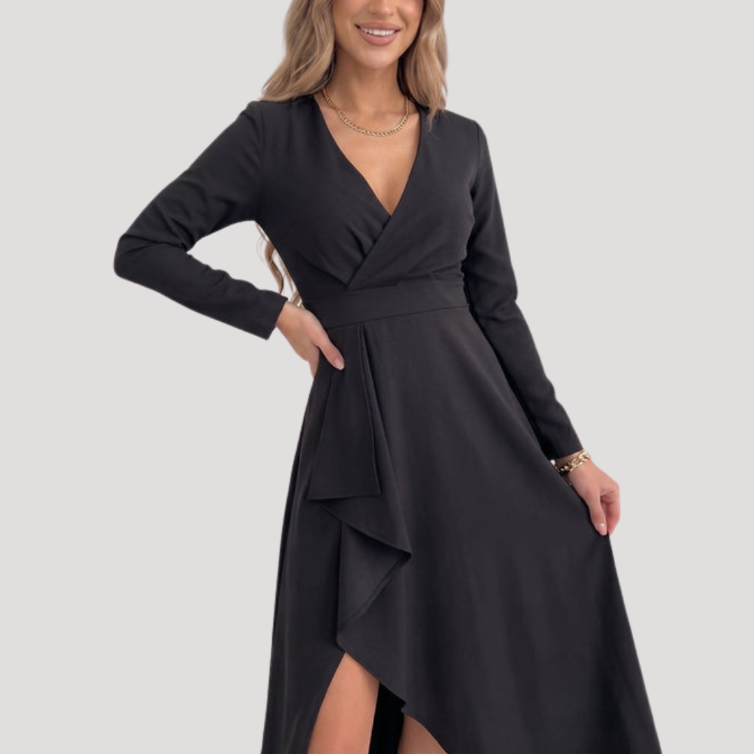 Irene | Robe Midi Cache-Cœur Femme Col V