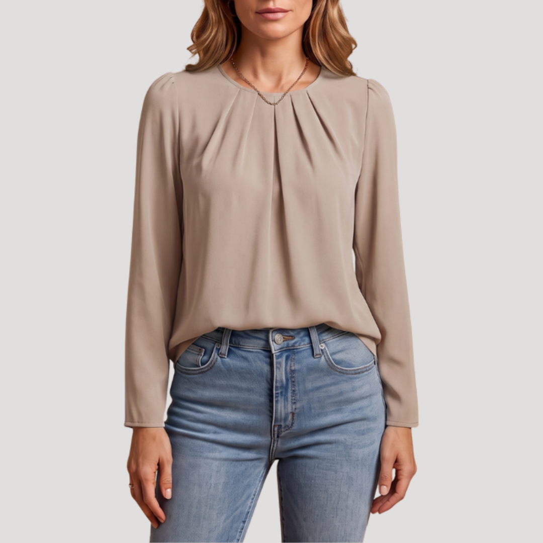 Emma | Blusa da Lavoro Donna Plissettata Maniche Lunghe