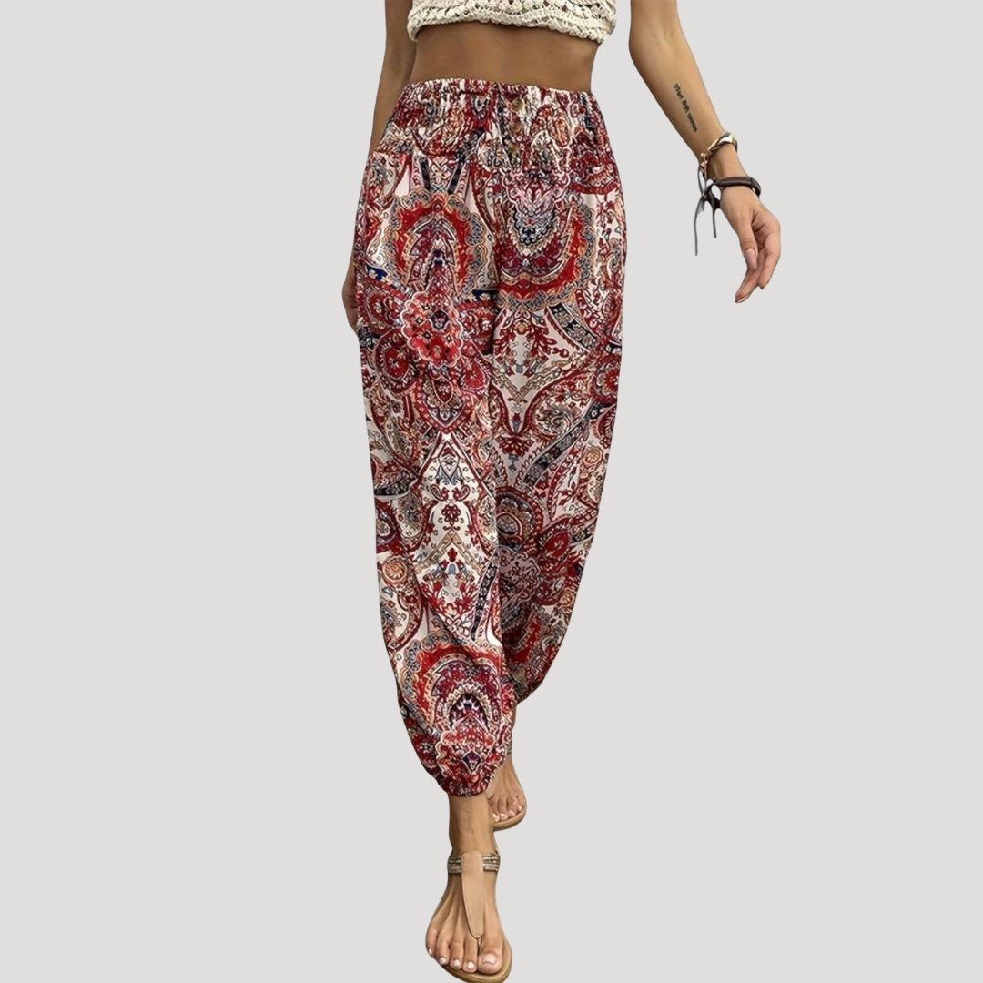 Carla | Pantaloni Donna Taglia Elastico Stampa Casual