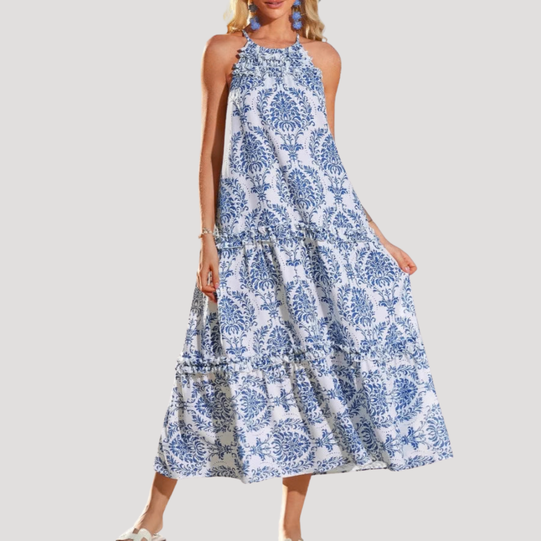 Chloe | Abito lungo bohemien stampato fluido