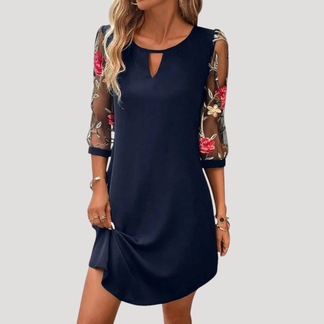 Sofia | Robe Dritta Donna Ricamata Maniche Trasparenti