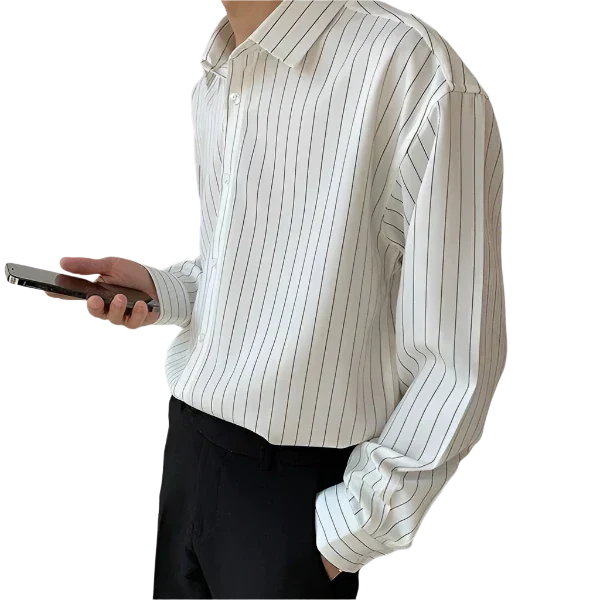 Salvatore | Camicia gessata a maniche lunghe con bottoni da uomo