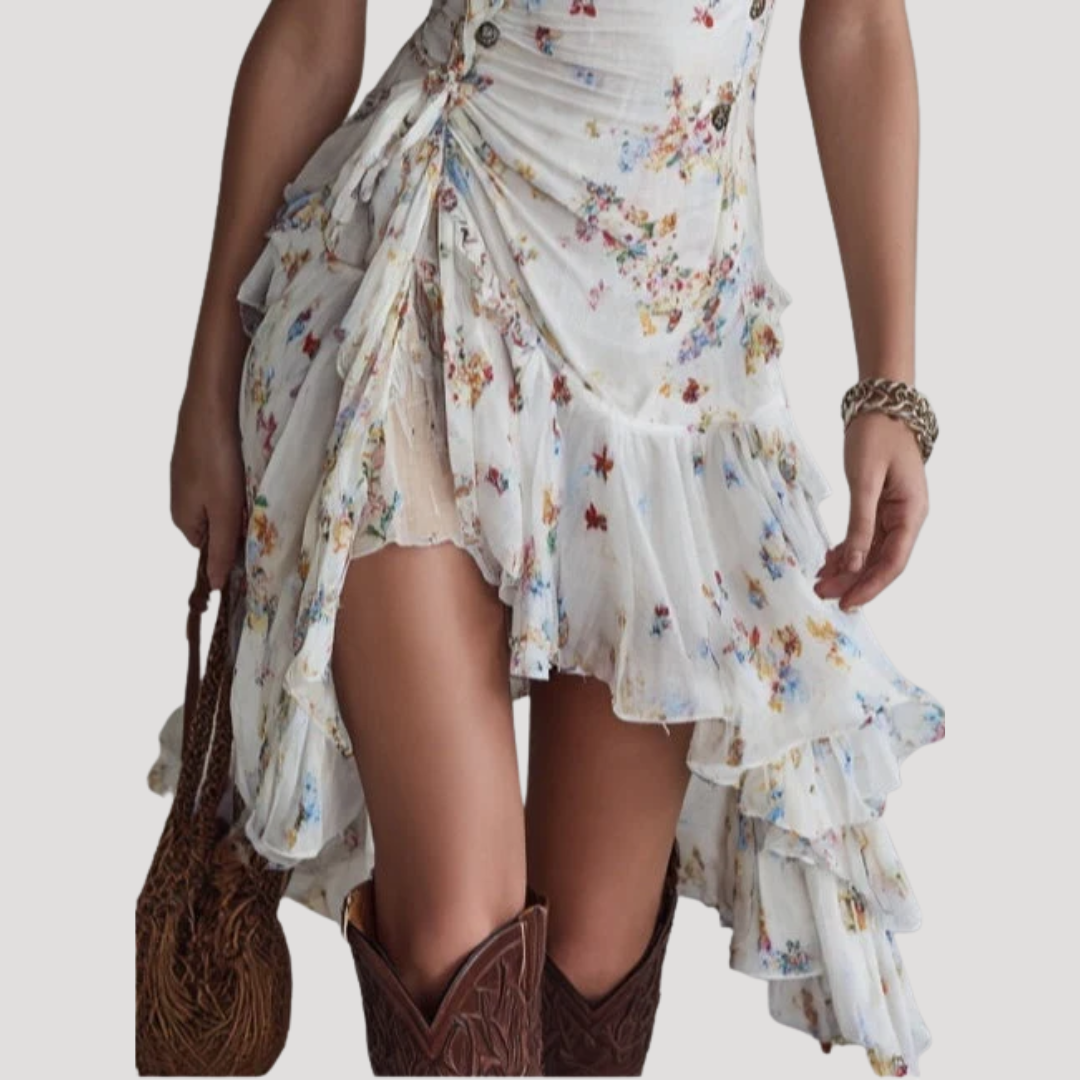 Ariane | Robe Bohème Fleurie Volants Femme