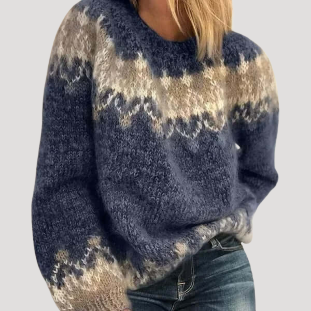 Dora | Pull Donna a Motivi Collo Rotondo