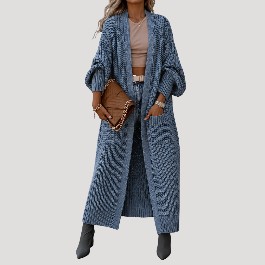 Ophelia | Cardigan Lungo Oversize Donna con Tasche Frontali