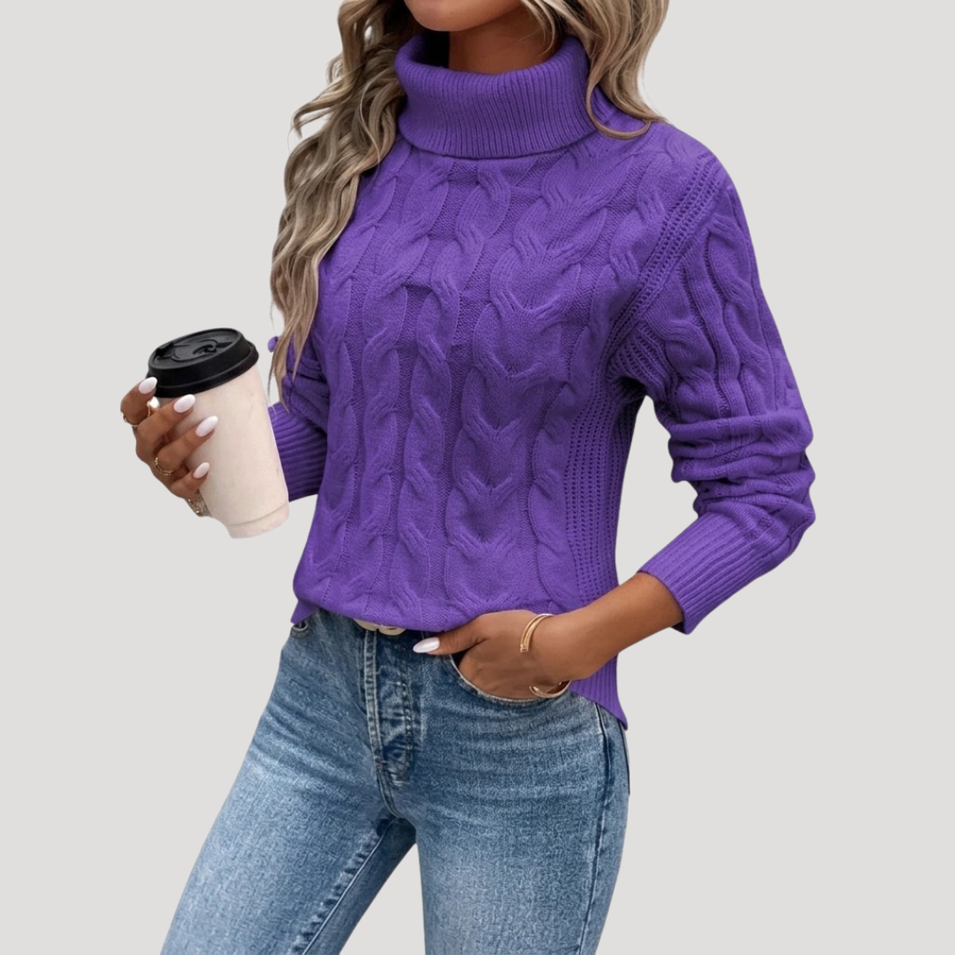 Renee | Maglione Donna Invernale in Maglia Torcigliata con Collo Alto