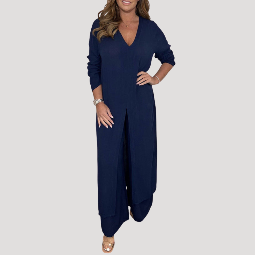 Nell | Combinaison Pantalone Donna Cinturato Gambe Larghe