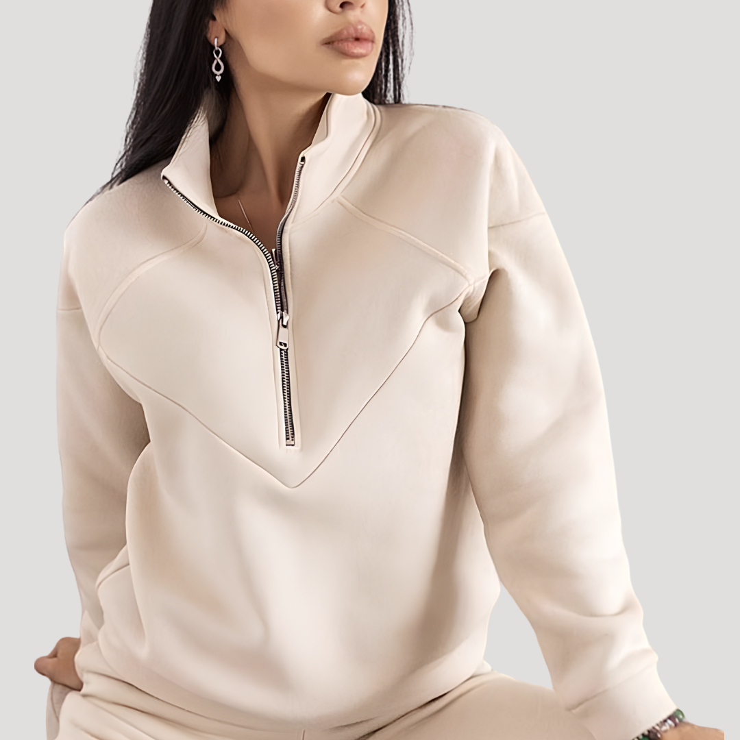 Rossella | Completo Donna Top Mezzo-Zip e Pantaloni Jogging Slim