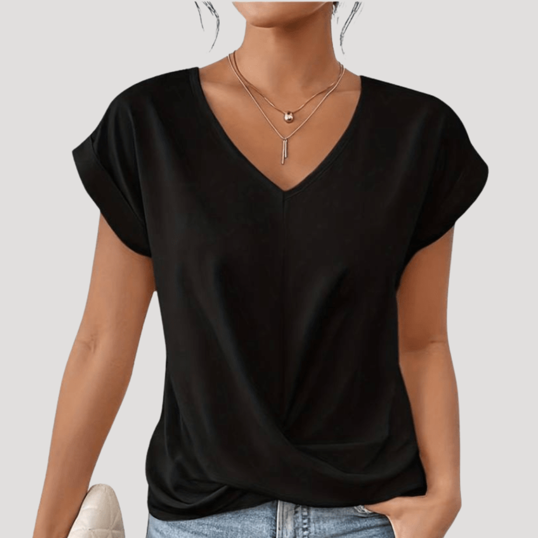 Maude | T-shirt Donna Col V Drappeggiata Fluida Estate
