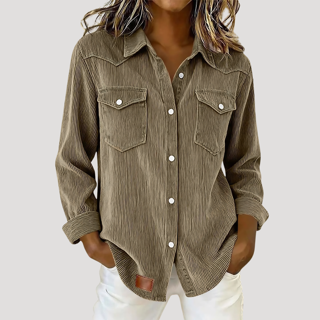 Raffaella | Camicia Donna Maniche Lunghe Bottonata con Tasche