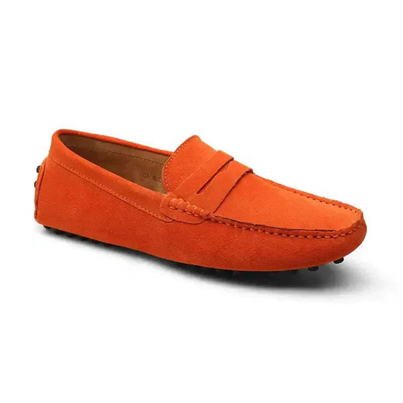 Mariano | Mocassini Driver effetto camoscio con fascia sul collo del piede da uomo