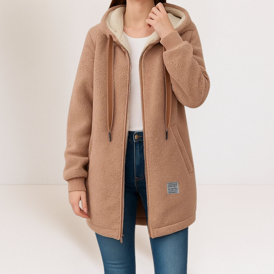 Phoebe | Giacca in pile con cappuccio e zip per donna