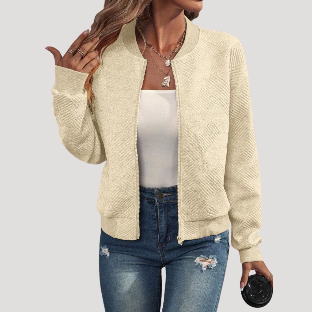 Nuria | Giacca Bomber Donna Texturizzata con Finiture a Coste