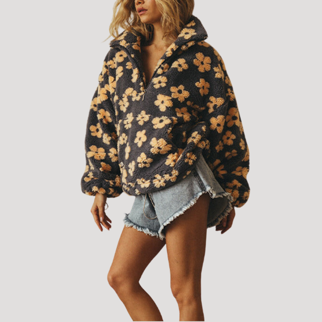 Tiziana | Pull Donna Floreale Mezzo-Zip
