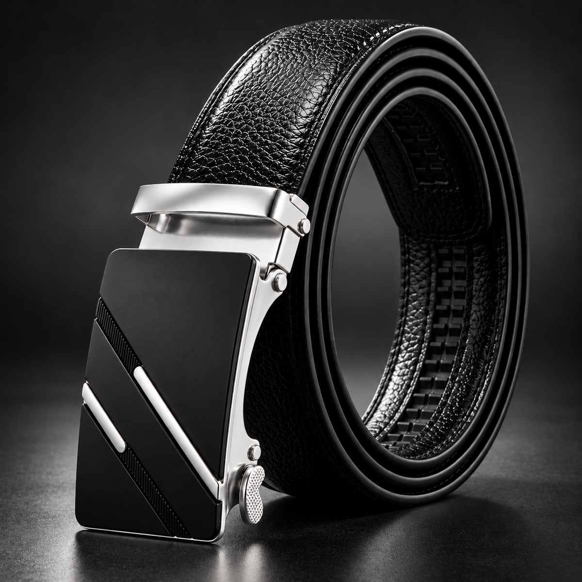 Maximo | Cintura con fibbia automatica e placca geometrica da uomo