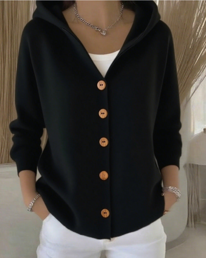 Rosalia | Cardigan con cappuccio e bottoni a vista per donna