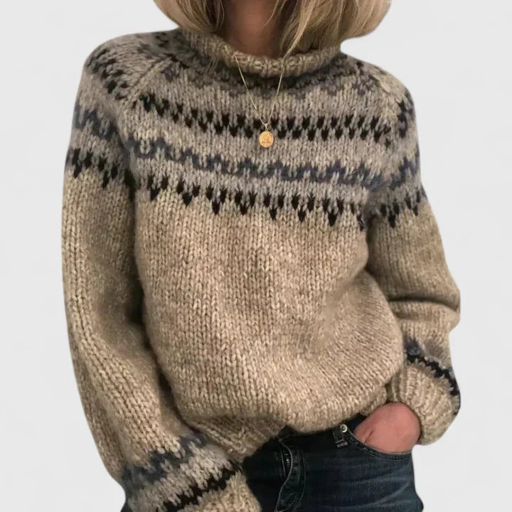 Carmen | Pull Donna Maglia Spessa Motivo Nordico Vintage