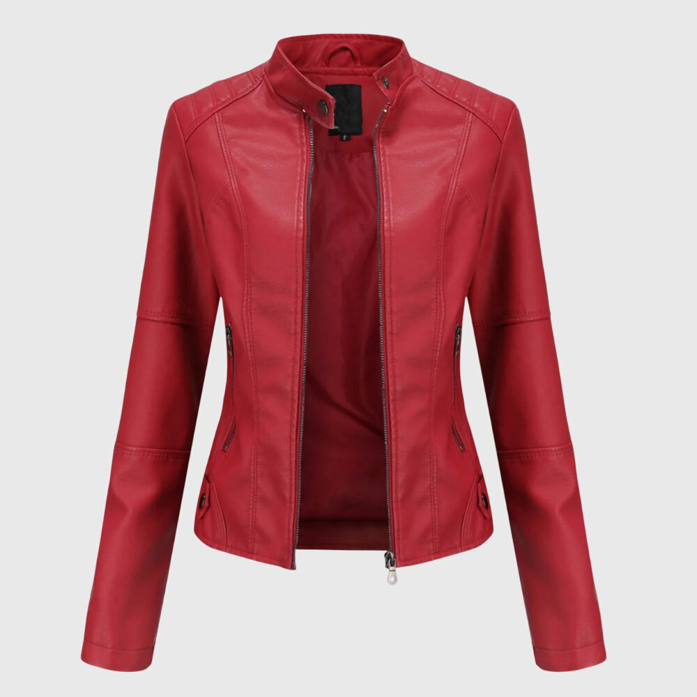 Alice | Giacca in Pelle Donna Con Zip Collo Alto