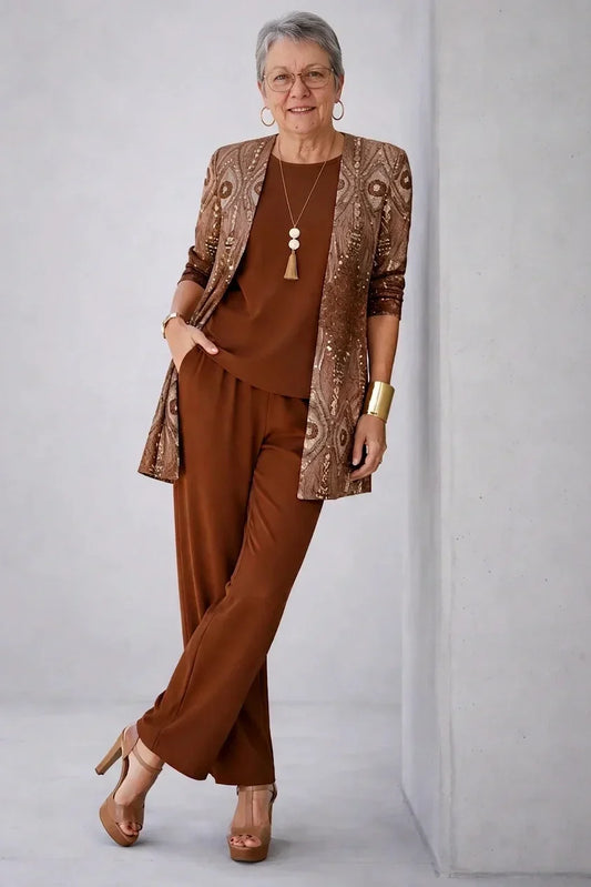 Lidia | Completo 3 pezzi paisley ruggine per donna