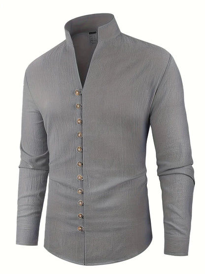 Filippo | Camicia con colletto alla coreana e bottoni da uomo