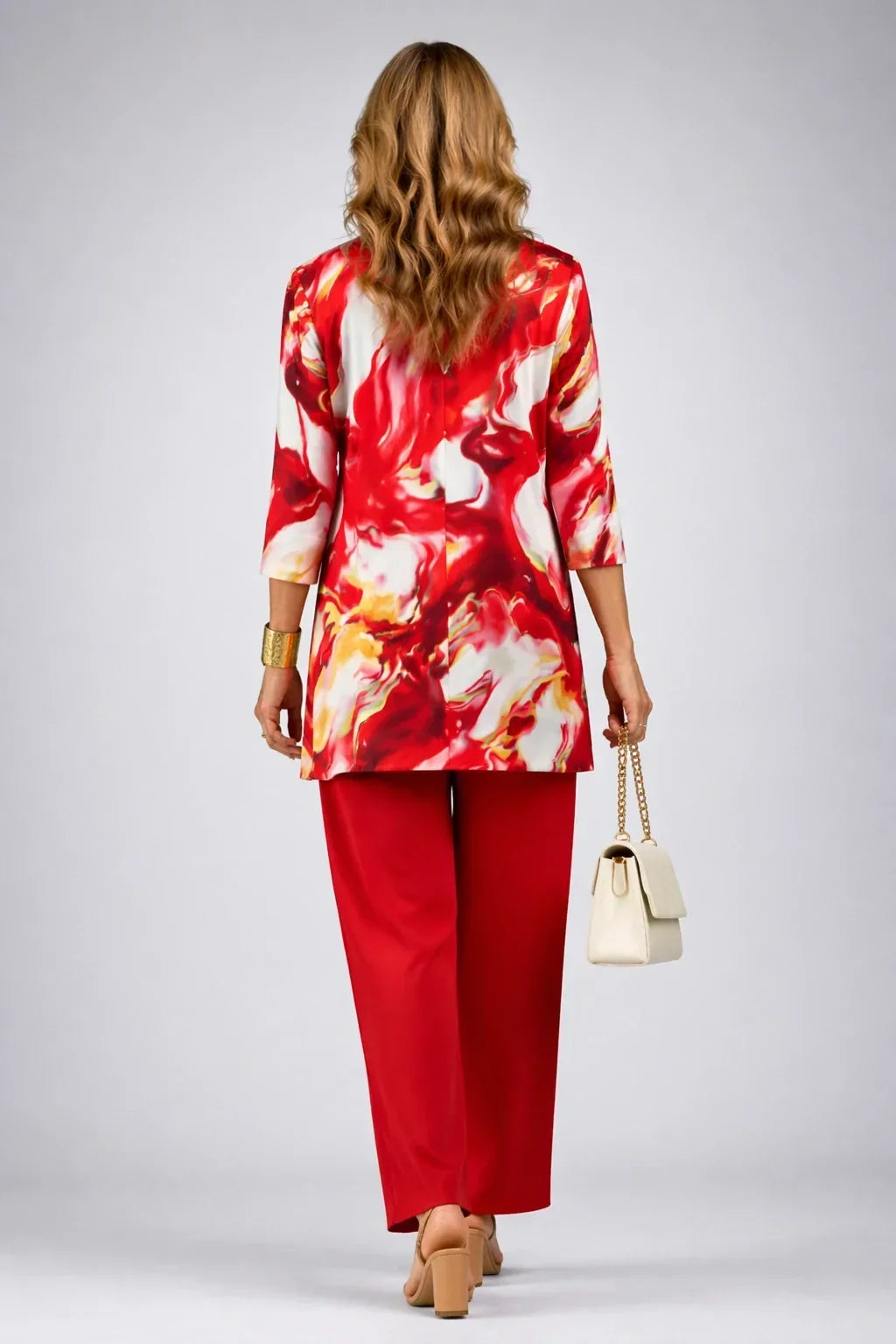 Teodora | Completo 3 pezzi con cardigan stampato per donna