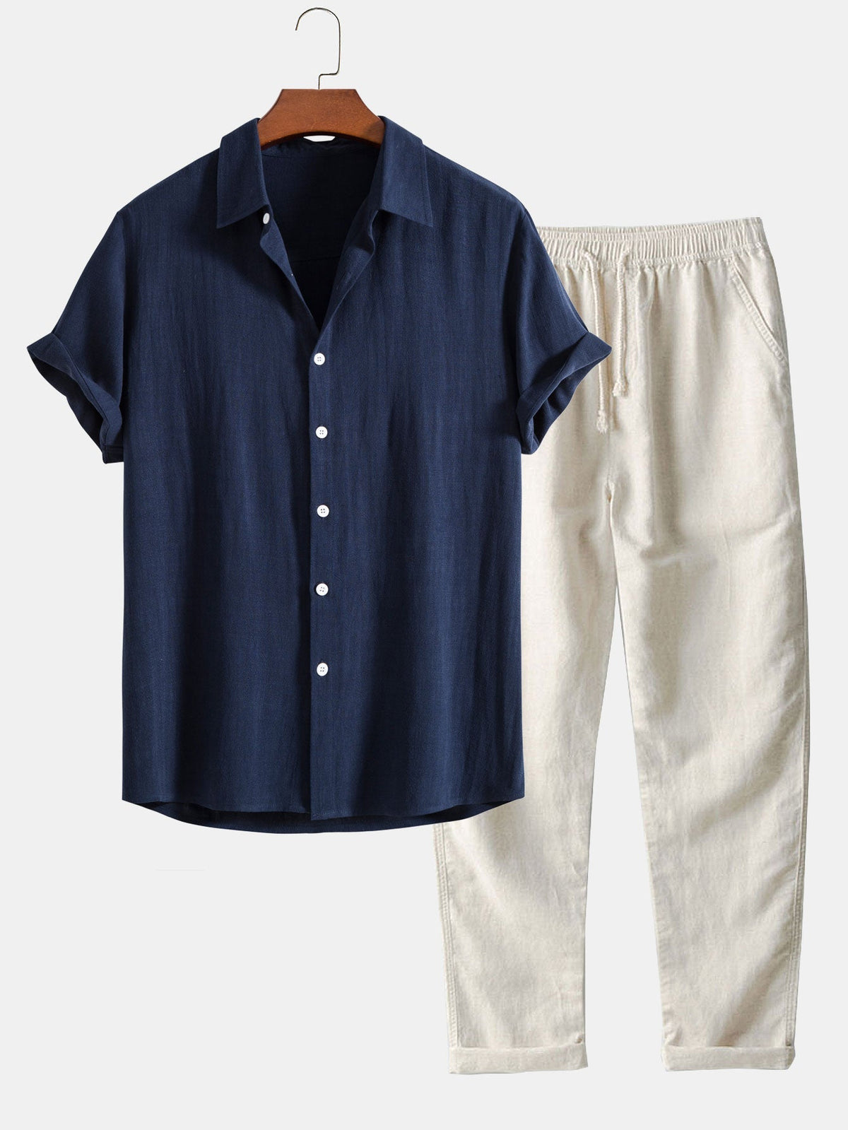 Arturo | Completo camicia a maniche corte e pantaloni con coulisse da uomo