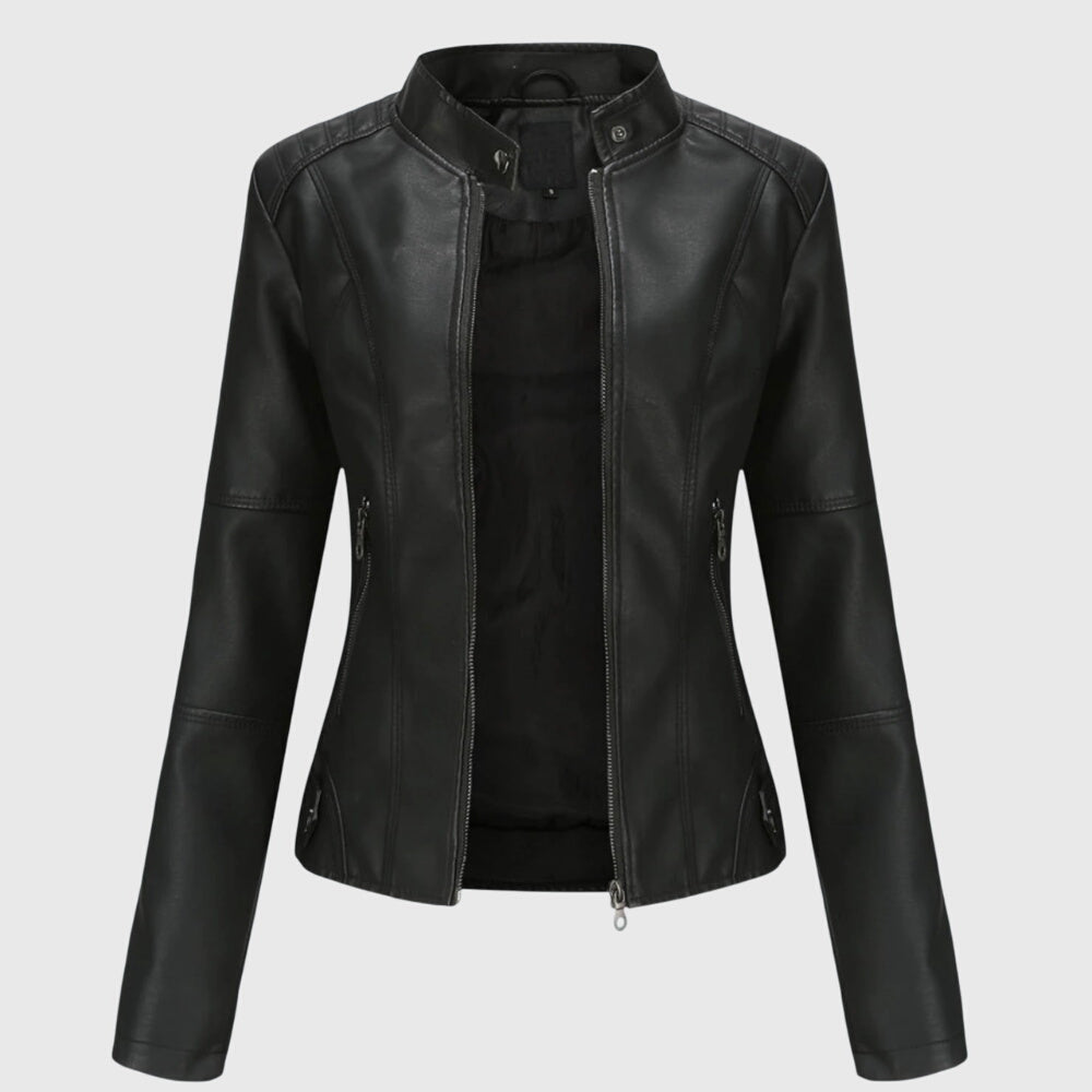 Alice | Giacca in Pelle Donna Con Zip Collo Alto