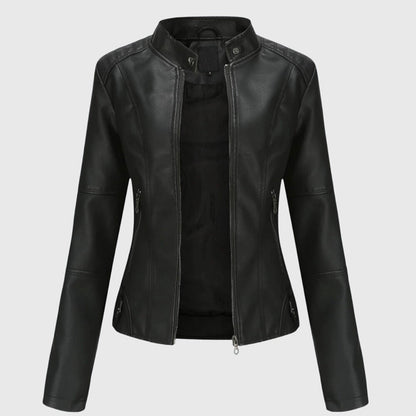 Alice | Giacca in Pelle Donna Con Zip Collo Alto