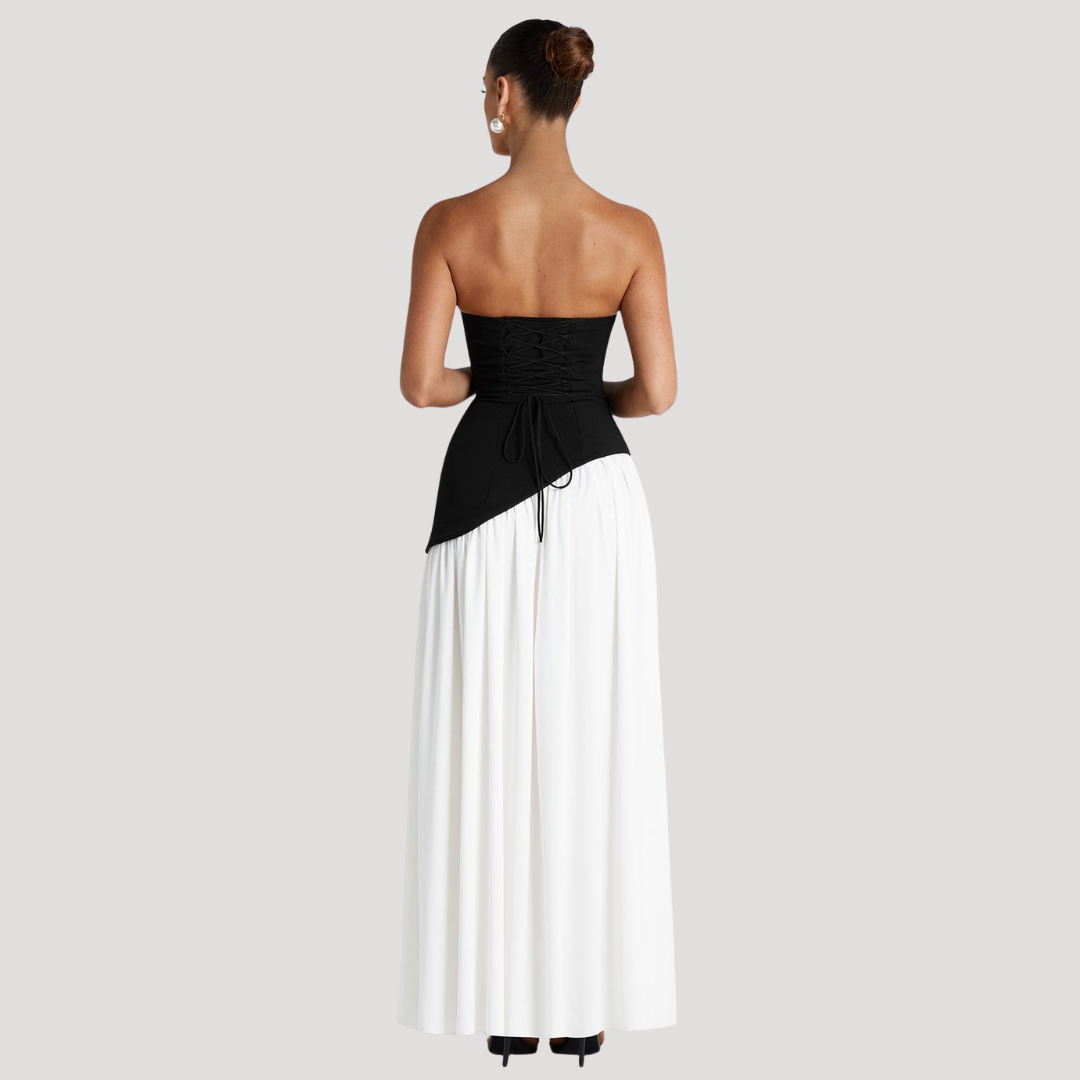 Renata | Abito lungo a bustier plissettato elegante da cerimonia