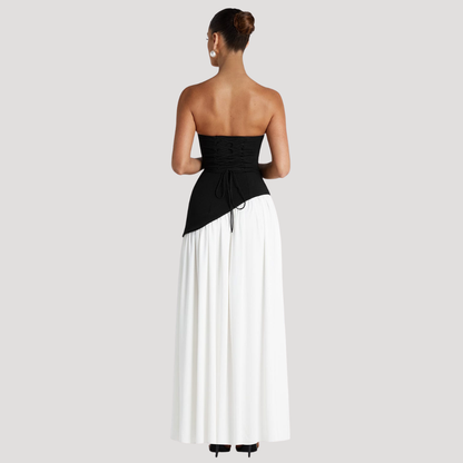 Renata | Abito lungo a bustier plissettato elegante da cerimonia