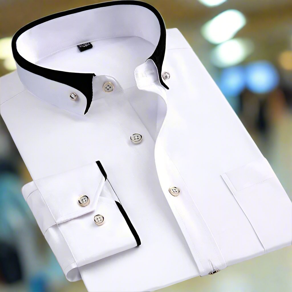 Iver | Camicia a maniche lunghe con collo a contrasto da uomo