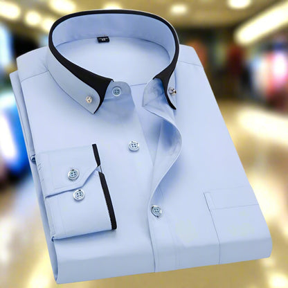 Iver | Camicia a maniche lunghe con collo a contrasto da uomo