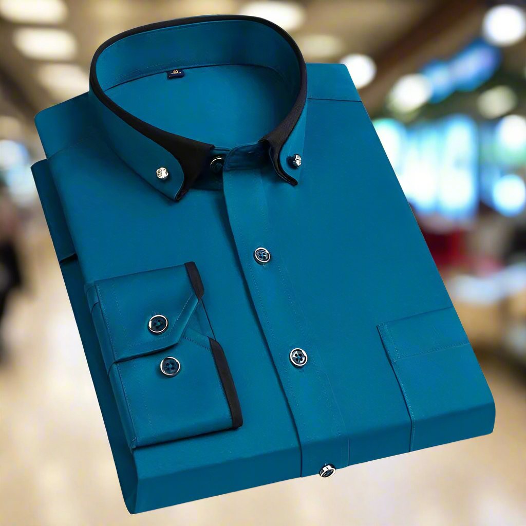 Iver | Camicia a maniche lunghe con collo a contrasto da uomo