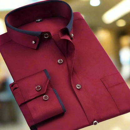 Iver | Camicia a maniche lunghe con collo a contrasto da uomo