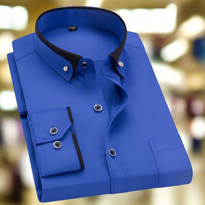 Iver | Camicia a maniche lunghe con collo a contrasto da uomo