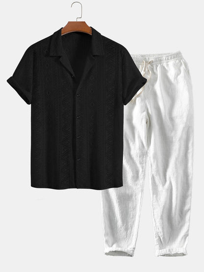 Camillo | Completo camicia traforata a maniche corte e pantaloni da uomo