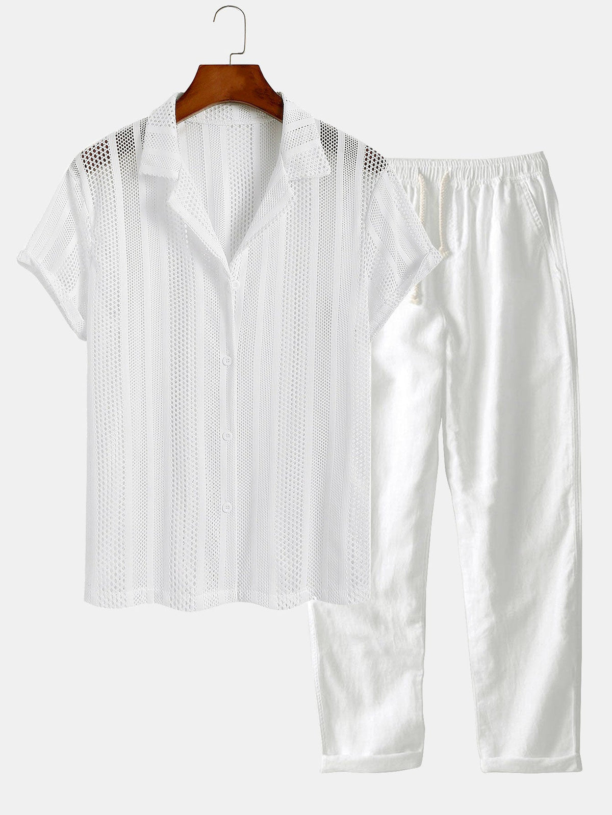 Armando | Completo camicia a rete e pantaloni con coulisse da uomo