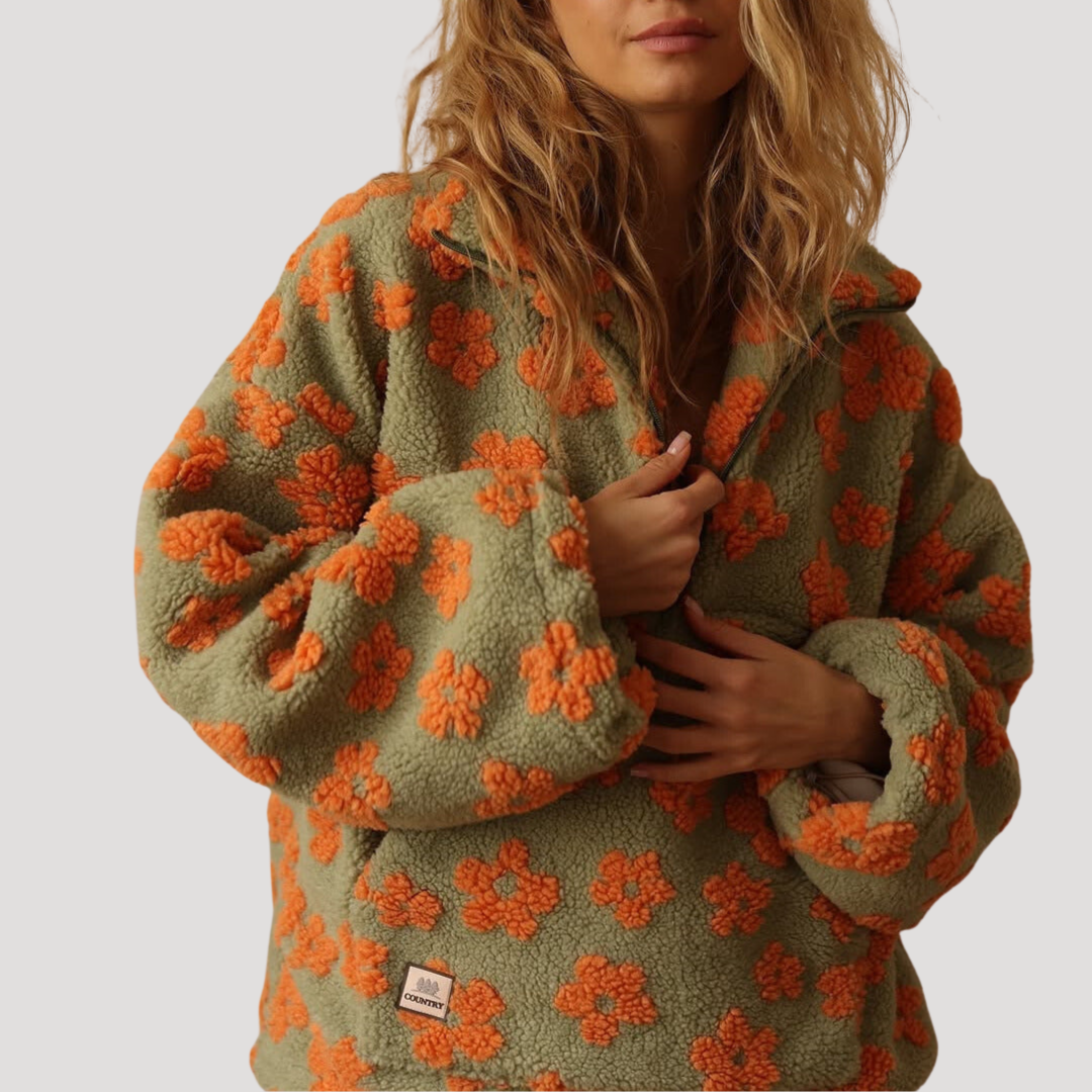 Tiziana | Pull Donna Floreale Mezzo-Zip
