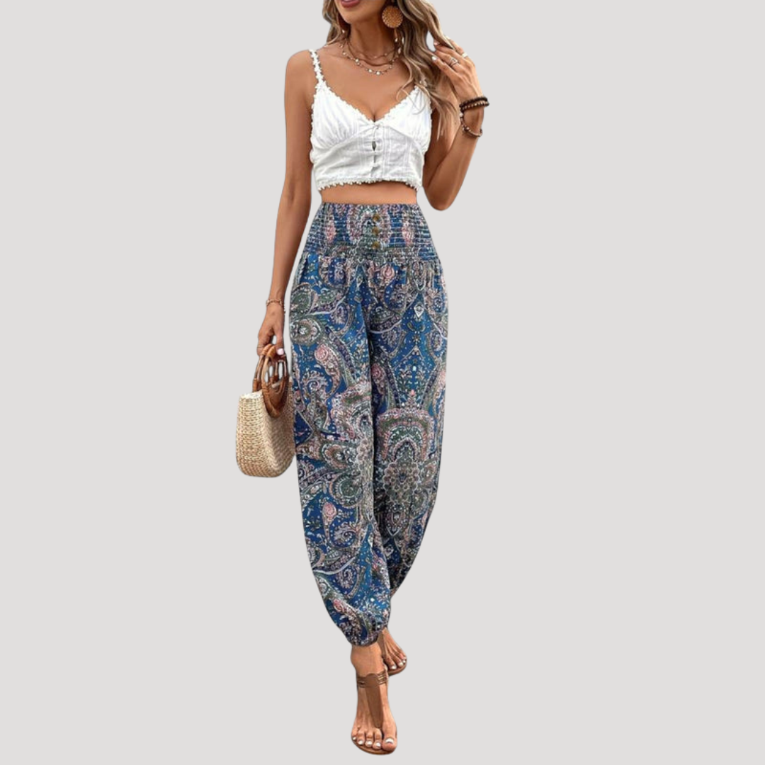 Carla | Pantaloni Donna Taglia Elastico Stampa Casual