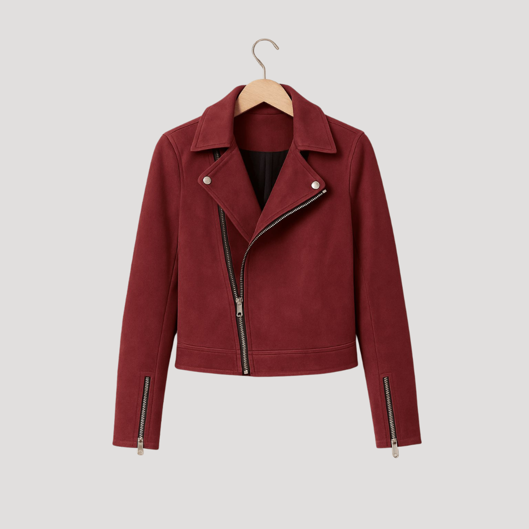 Amy | Giacca Biker Corto Donna con Zip Asimmetrica