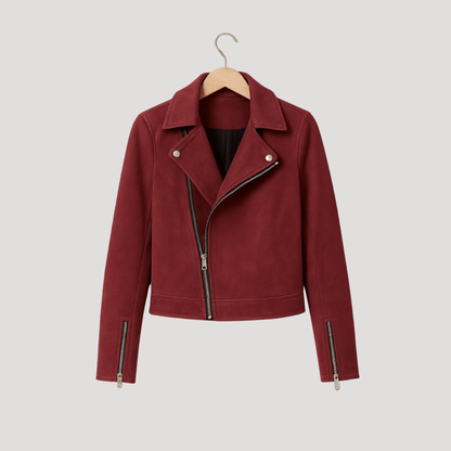 Amy | Giacca Biker Corto Donna con Zip Asimmetrica