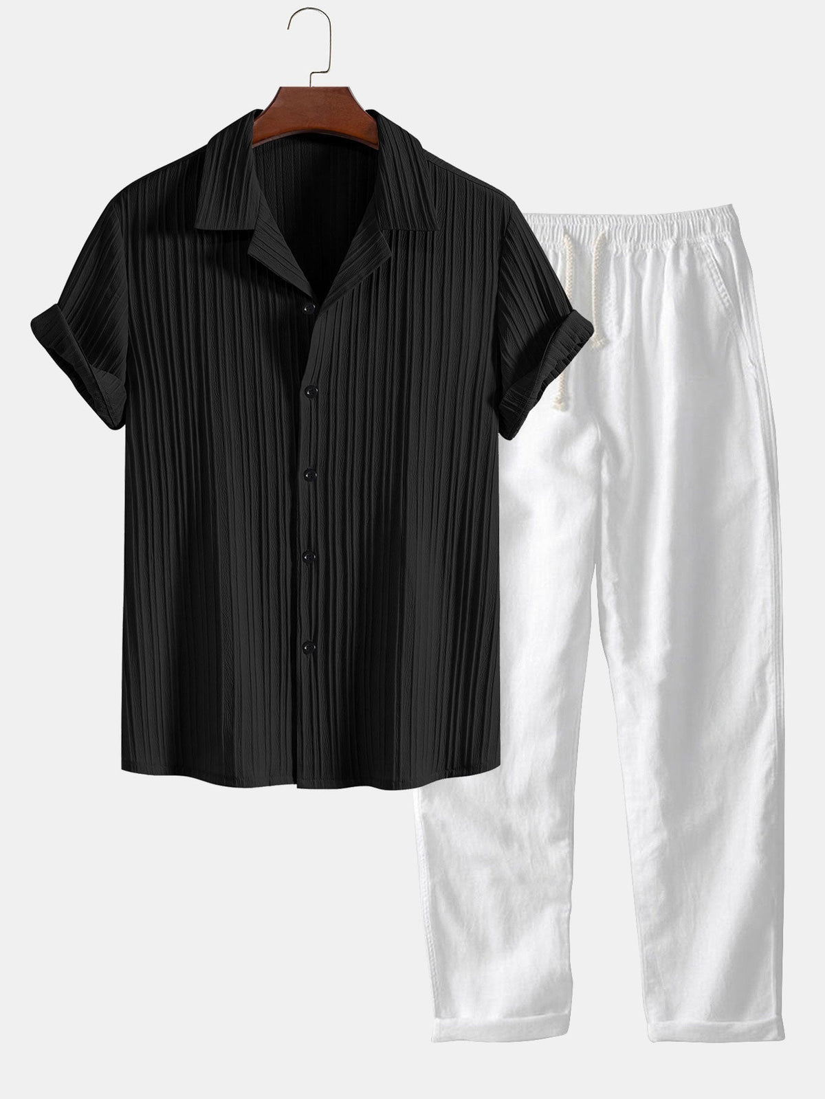Corrado | Completo camicia a maniche corte e pantaloni a righe da uomo