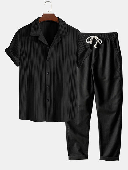 Corrado | Completo camicia a maniche corte e pantaloni a righe da uomo