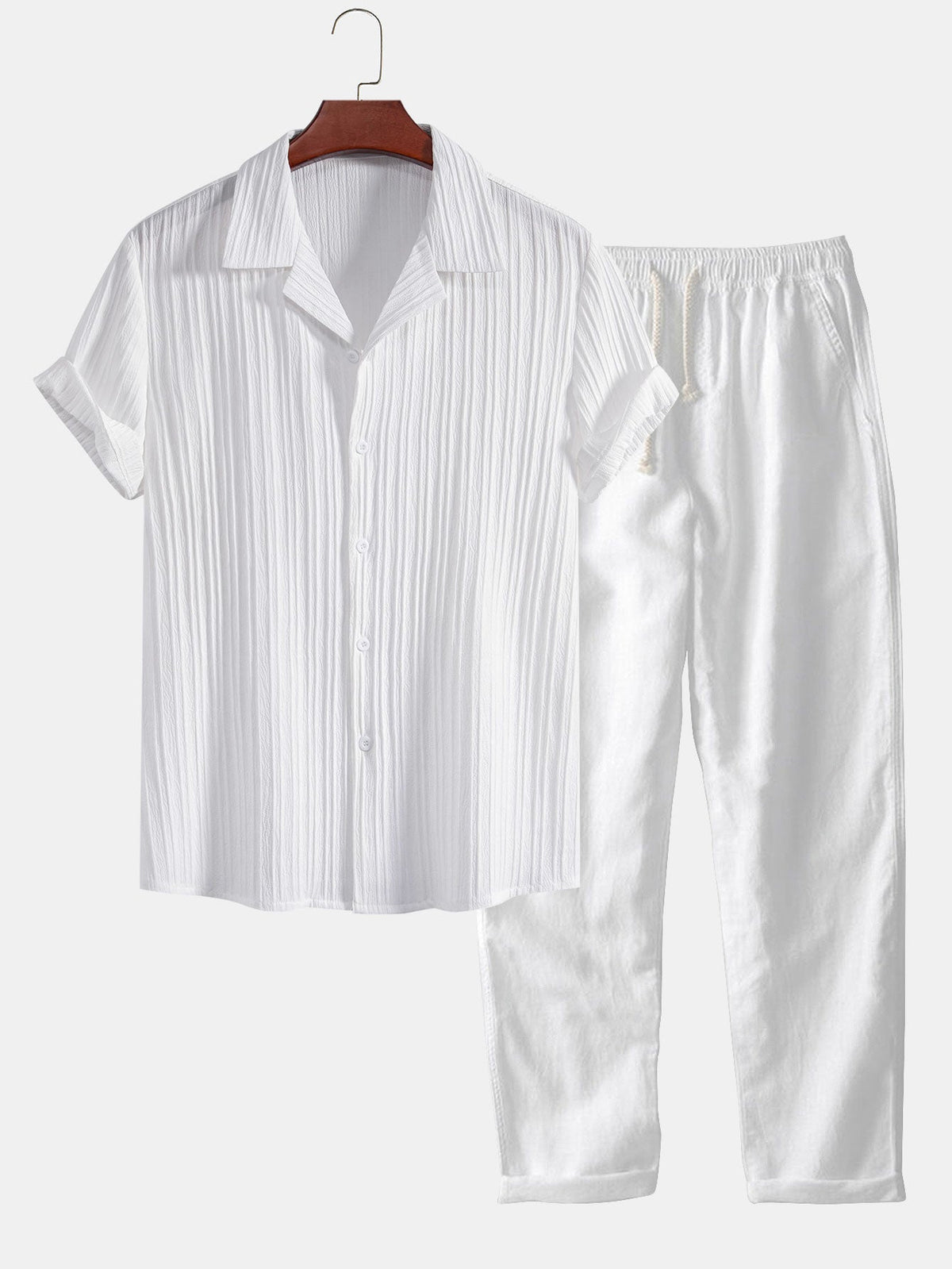 Corrado | Completo camicia a maniche corte e pantaloni a righe da uomo