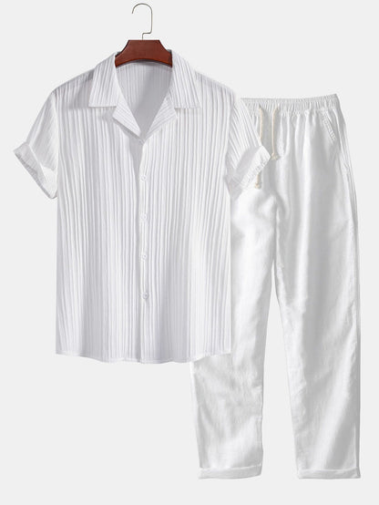 Corrado | Completo camicia a maniche corte e pantaloni a righe da uomo