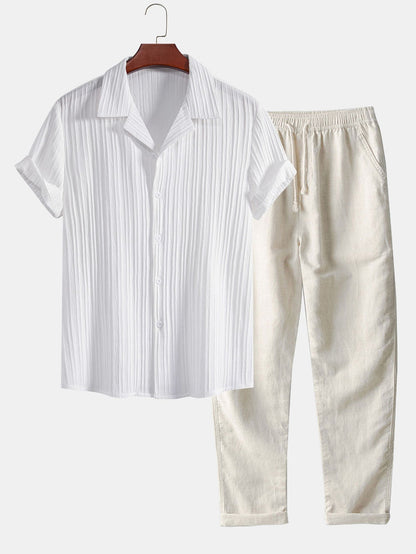 Corrado | Completo camicia a maniche corte e pantaloni a righe da uomo