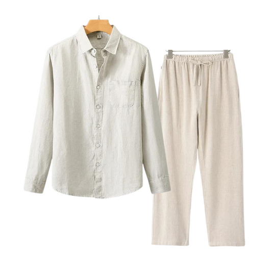 Ernesto | Completo camicia a maniche lunghe e pantaloni con coulisse da uomo