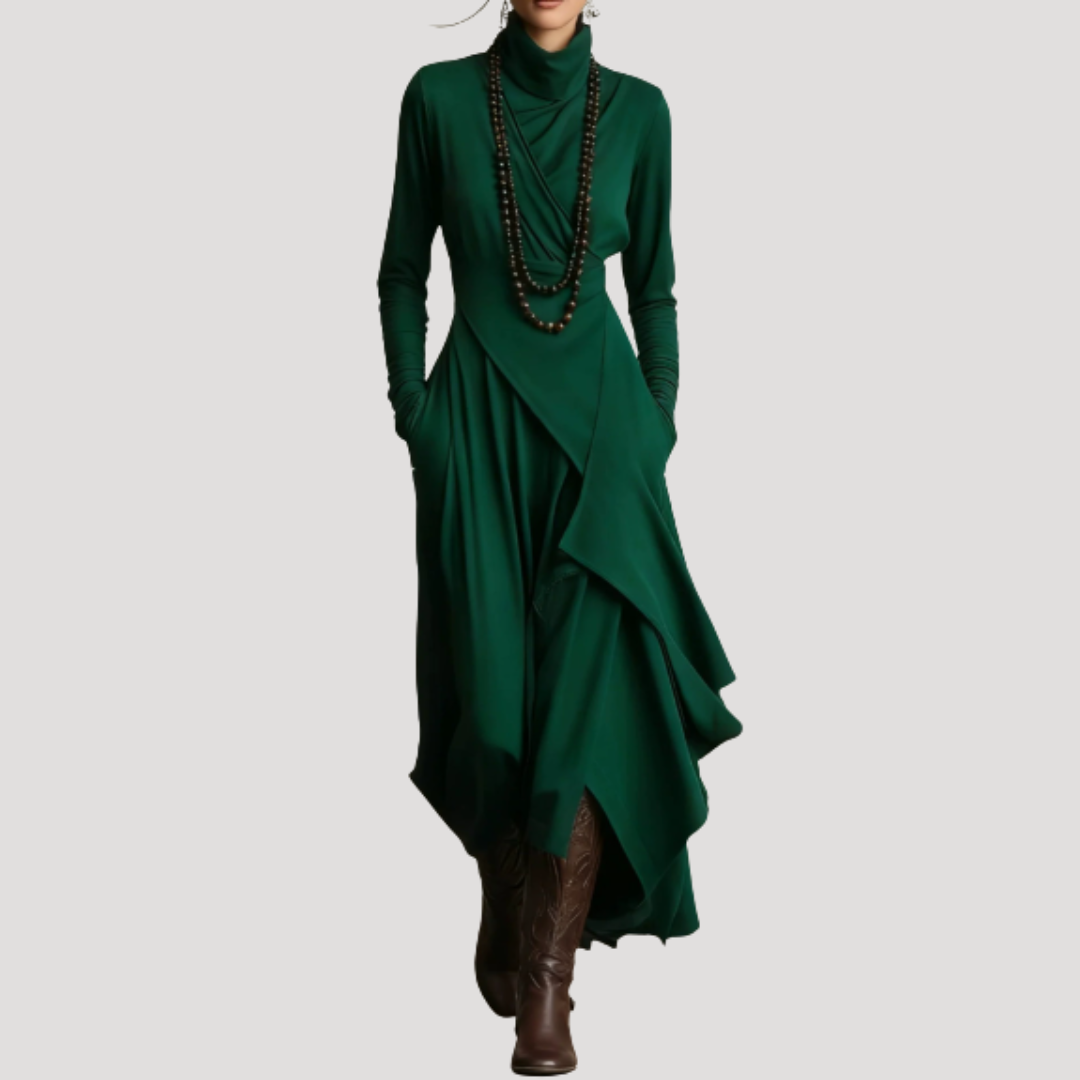 Livia | Abito lungo a maniche lunghe fluido ed elegante
