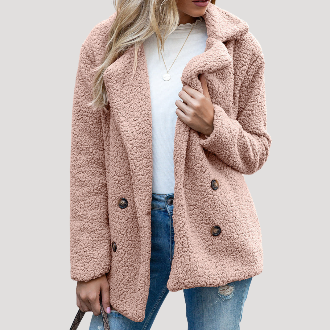 Tina | Cappotto Teddy Donna Testurizzato con Collo Revers
