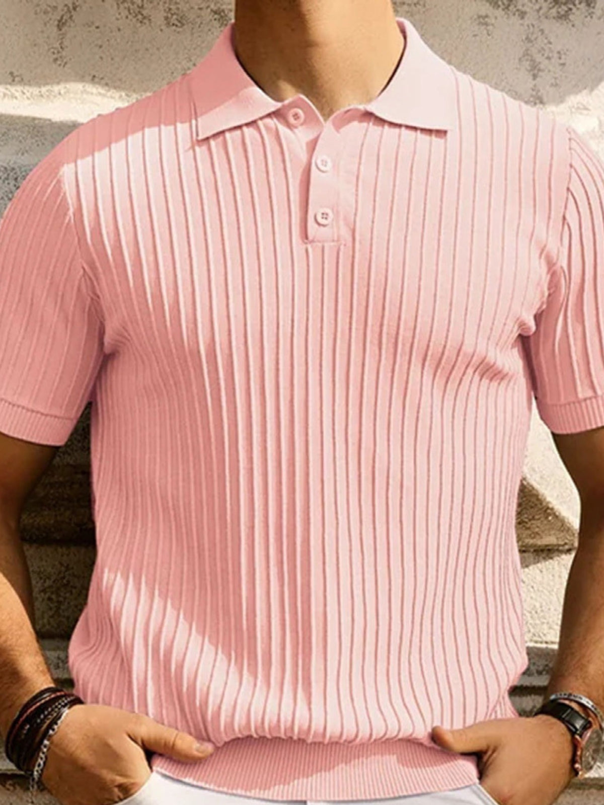 Adriano | Polo in maglia a coste con bottoni da uomo